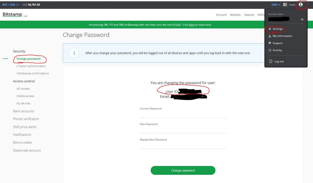 bitstamp how do i know what my user id is
